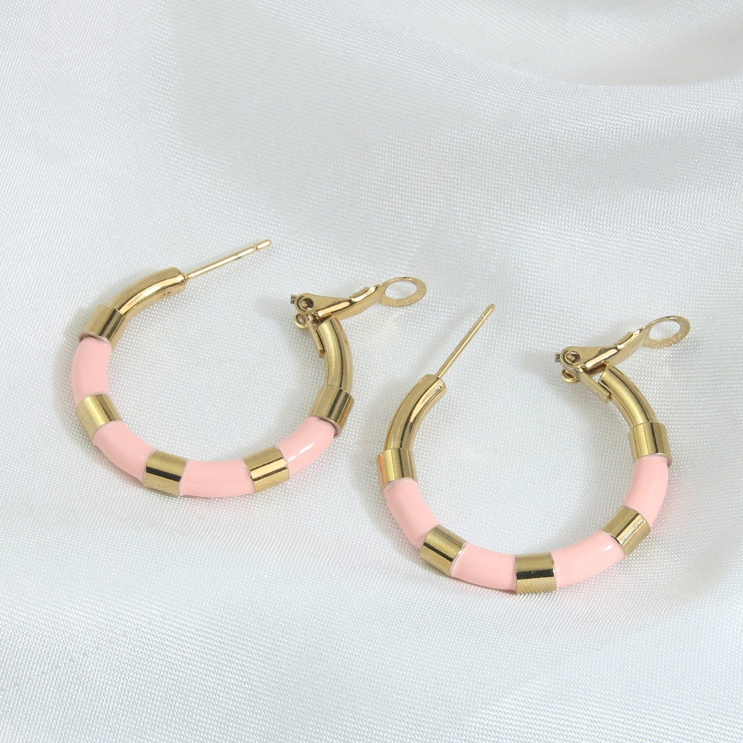 Gia Geometric Waterproof Pink Earrings