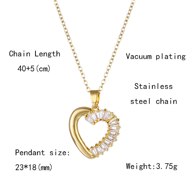 Shanaya Heart Shape Waterproof 18k Gold Plated Zircon Chain