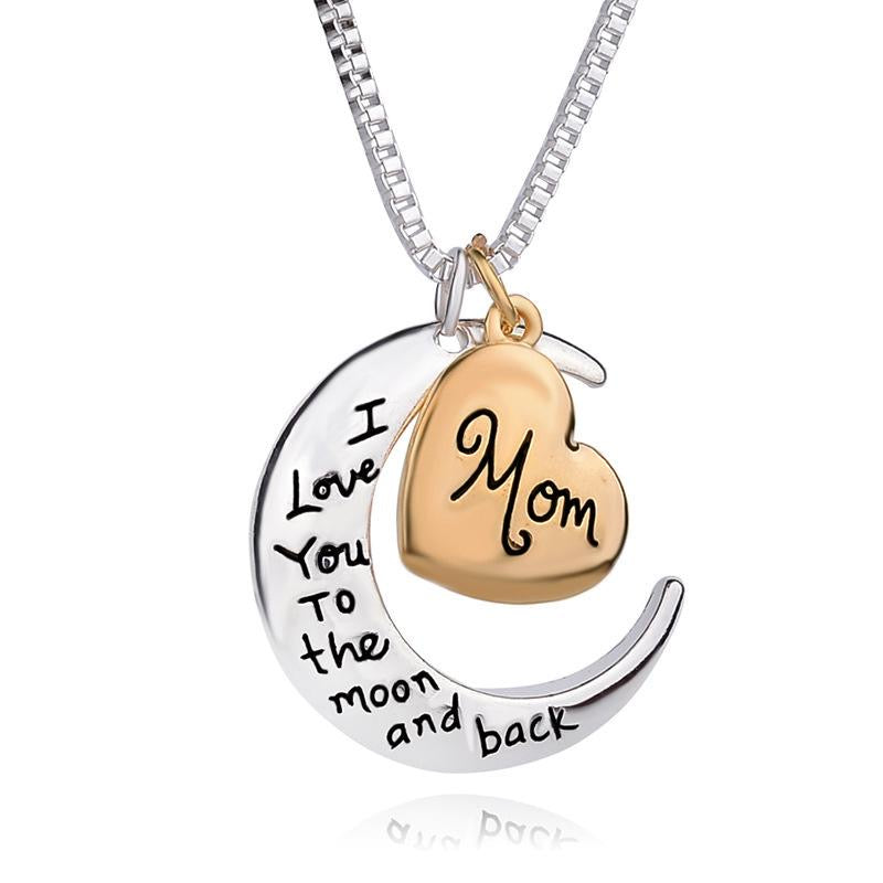 Love You Mom Heart Shape Pendant Chain