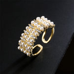 Load image into Gallery viewer, Ava Pearl Zircon 18 k Gold Plated Adjustable Ring
