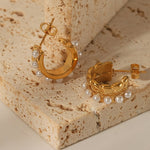 Load image into Gallery viewer, Gold pearl Waterproof Earrings
