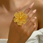 Load image into Gallery viewer, Ishana Glam Big Gold Plated Adjustable Statement Ring
