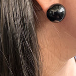 Load image into Gallery viewer, Bold Black Big Pearl Earrings
