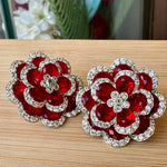 Load image into Gallery viewer, Red Floral Revolving Ad Stone Earrings
