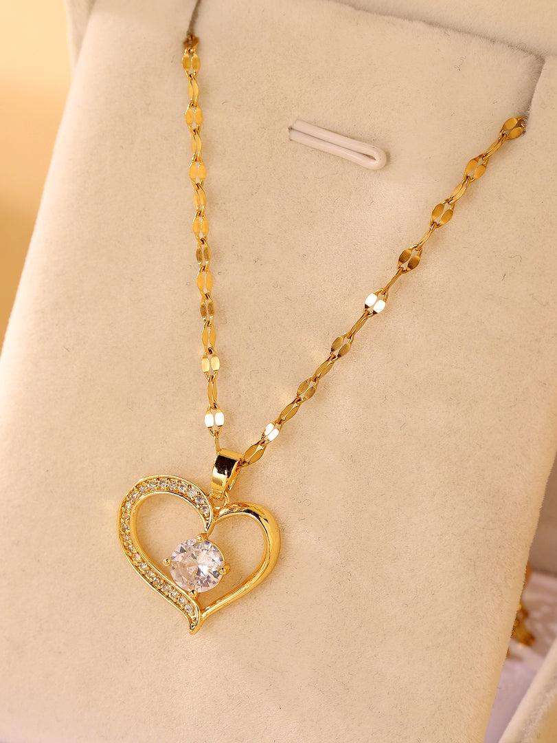 Dior Heart Shape Waterproof 18k Gold Plated Zircon Chain