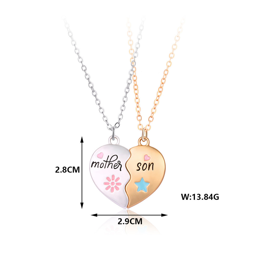 Mother Son Eternal Bond Magnetic Heart Shape Pendant Chain