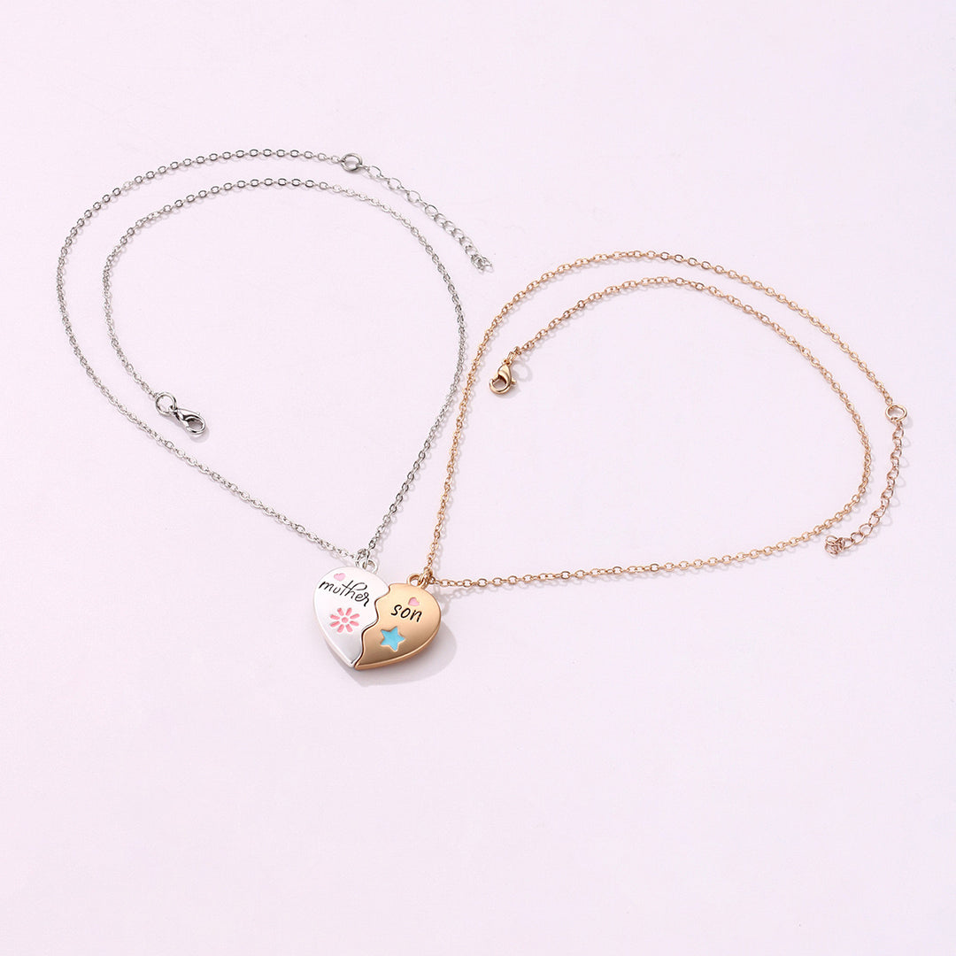 Mother Son Eternal Bond Magnetic Heart Shape Pendant Chain