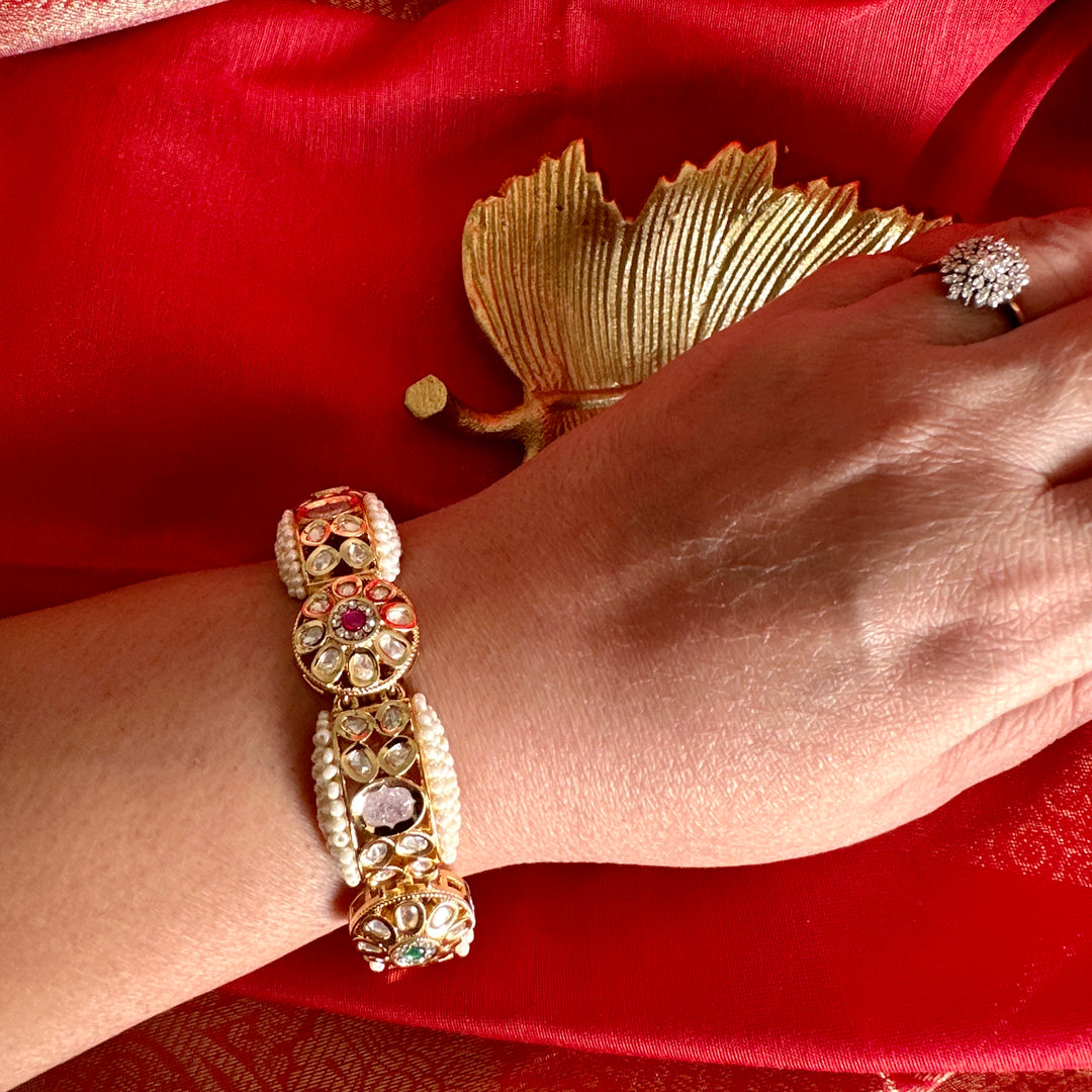 Mehar Polki Piroyee Gajra Bracelet