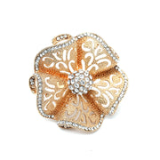 Silver Zircon Luxe Big Gold Plated Adjustable Statement Ring