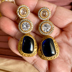 Load image into Gallery viewer, Aaliya Antique Navy Kundan Hasli Set
