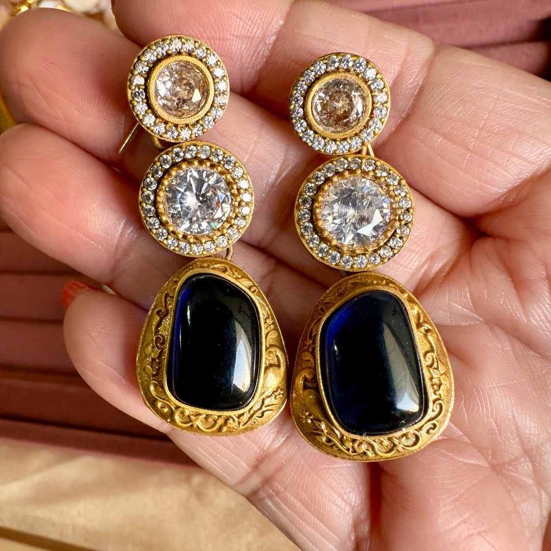 Aaliya Antique Navy Kundan Hasli Set