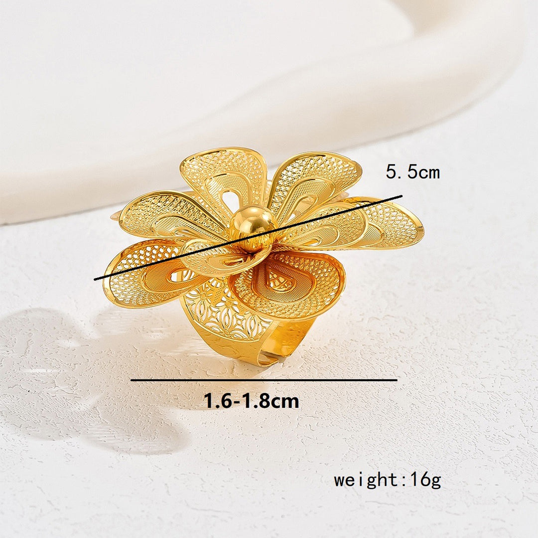 Golden Majesty Big Gold Plated Adjustable Statement Ring