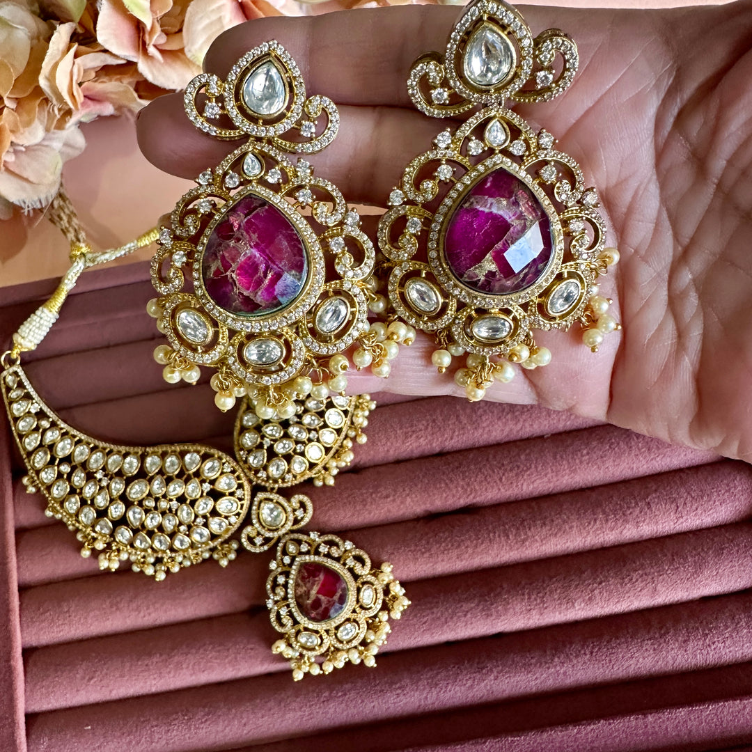 Jahanara Royal Mossionite Kundan Set