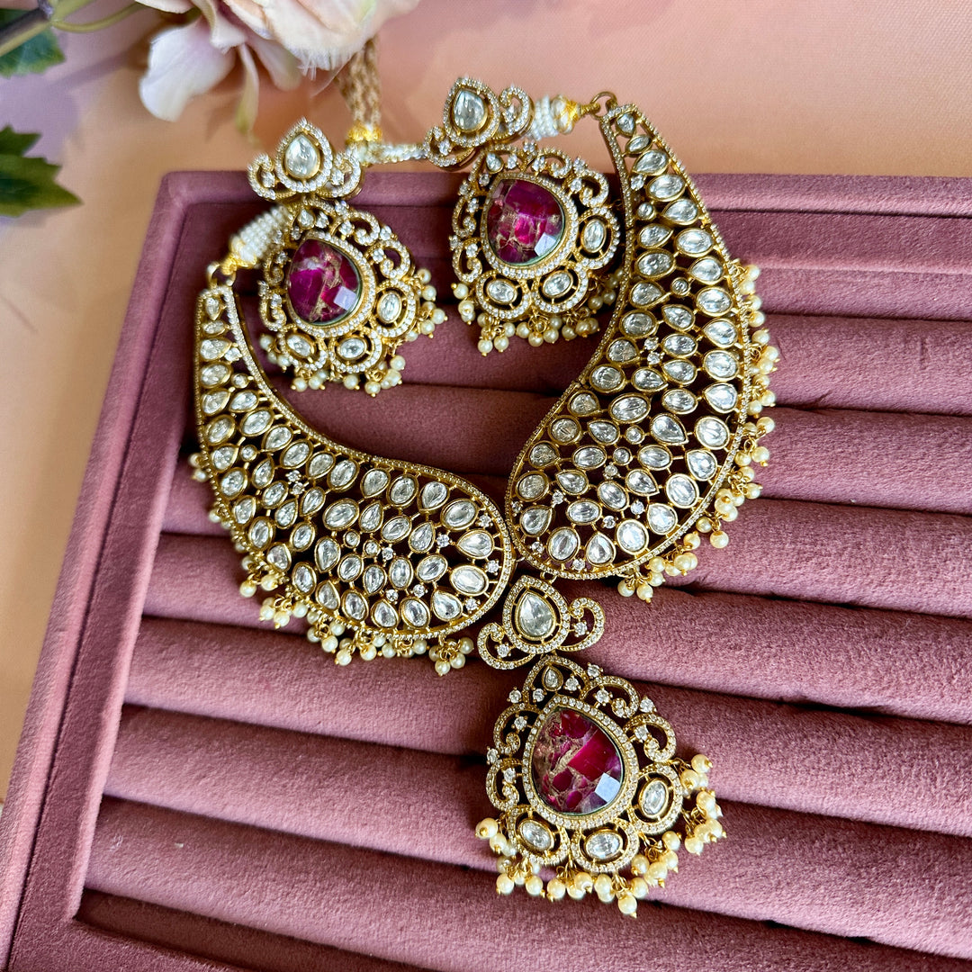 Jahanara Royal Mossionite Kundan Set