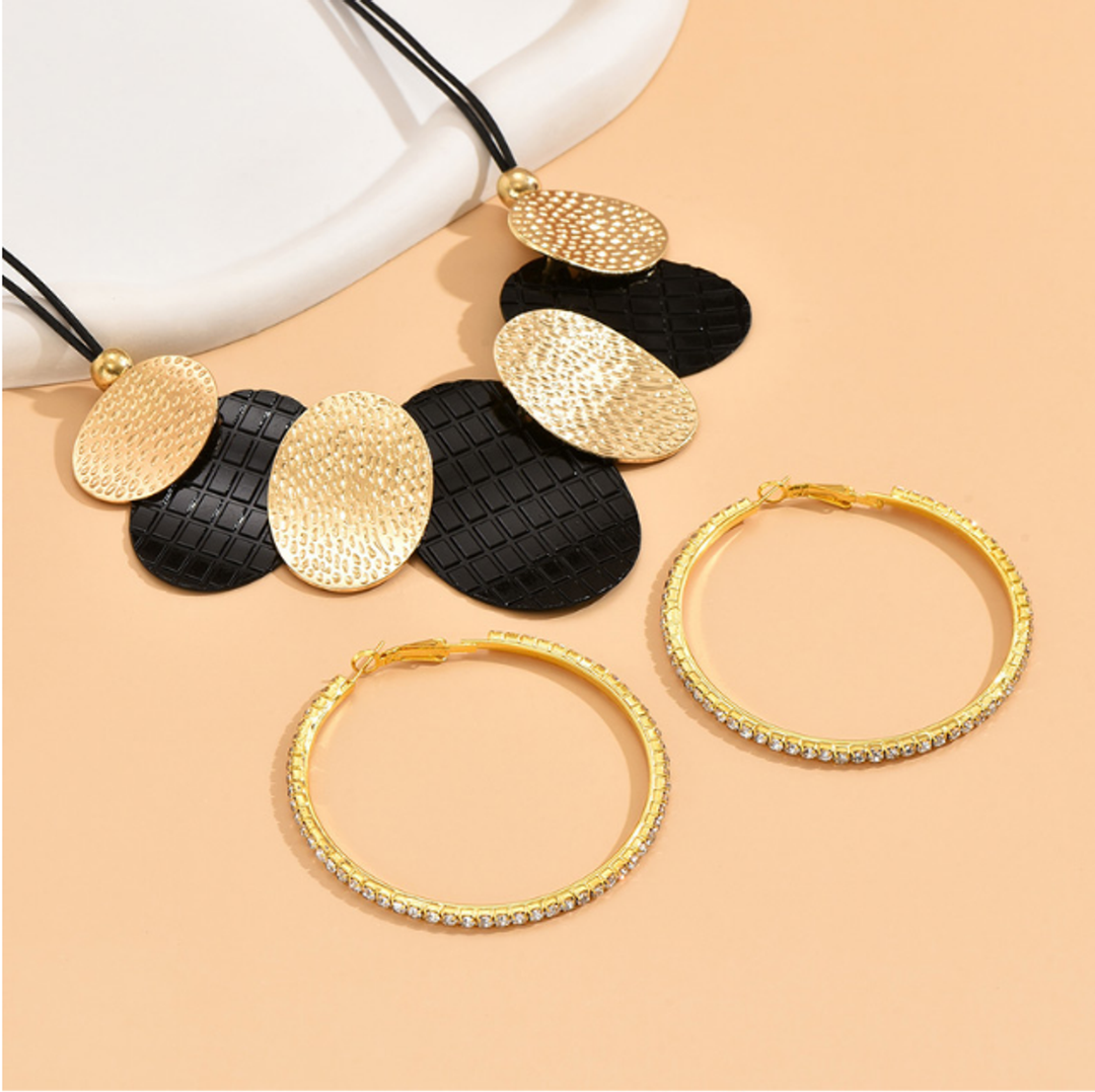 Gold Black Statement Necklace