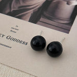 Load image into Gallery viewer, Bold Black Big Pearl Earrings
