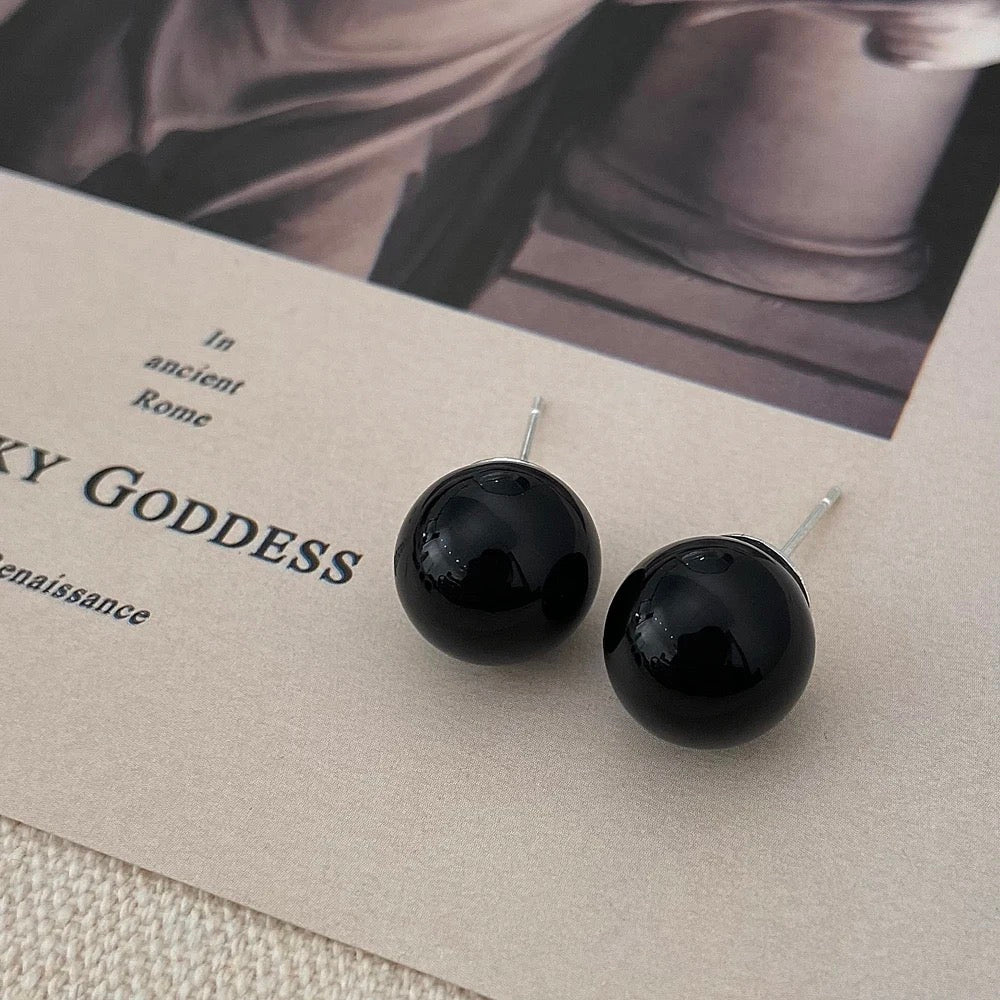 Bold Black Big Pearl Earrings