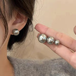 Load image into Gallery viewer, Royal Grey Big Pearl Earrings
