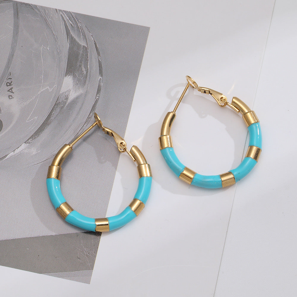 Gia Geometric Waterproof Turquoise Earrings