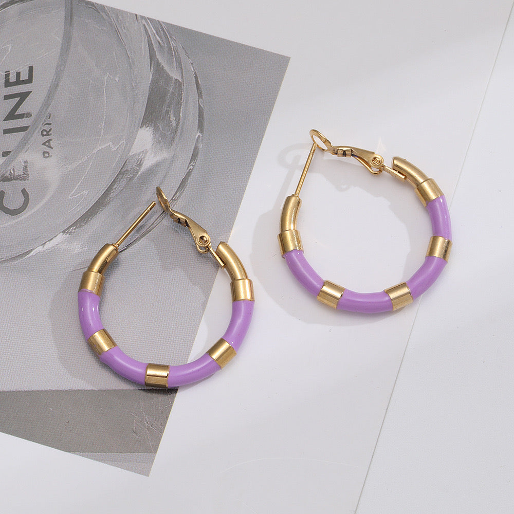 Gia Geometric Waterproof Purple Earrings