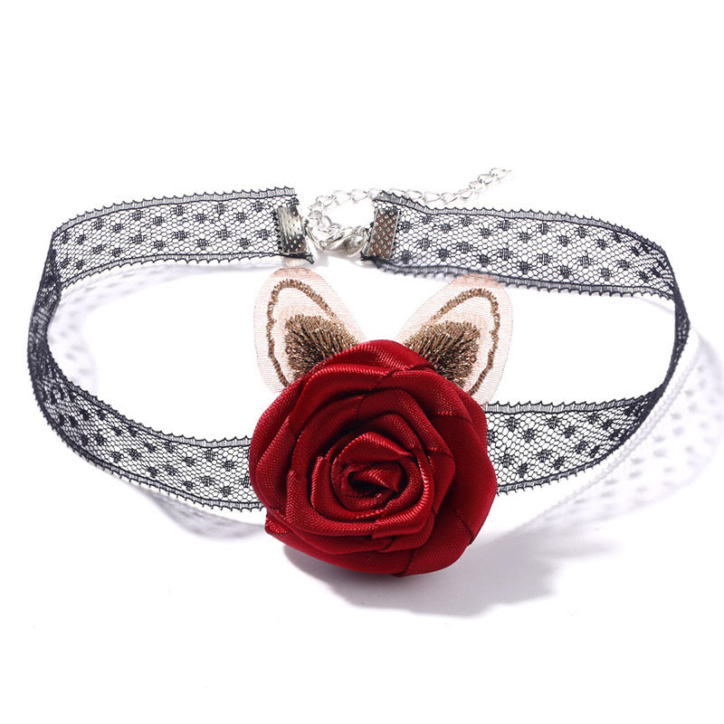 Retro Rose Flower Lace Fusion Choker