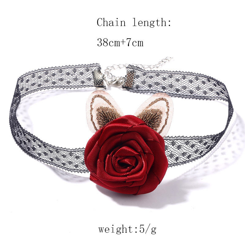 Retro Rose Flower Lace Fusion Choker