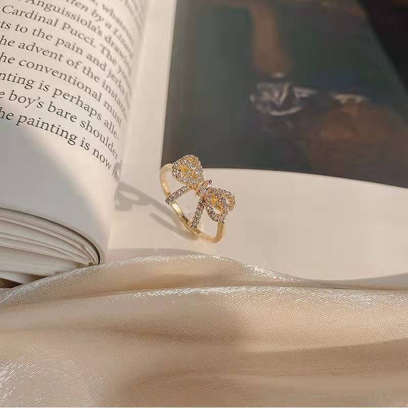 Timeless Grace Zircon Adjustable Bow Ring