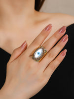 Load image into Gallery viewer, Ishana Evil Eye 14k Gold Plated Open Ring
