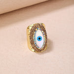 Load image into Gallery viewer, Ishana Evil Eye 14k Gold Plated Open Ring
