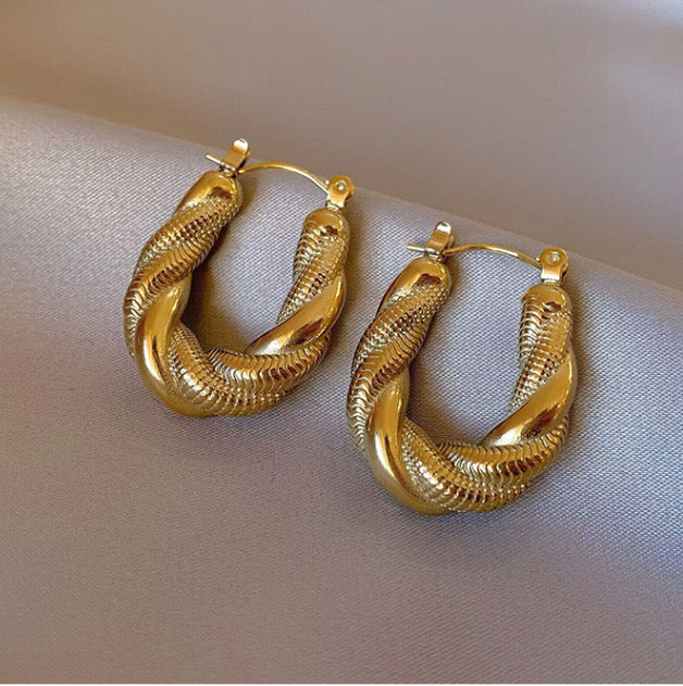 Orry twisted Waterproof 18k Gold Plated Earrings