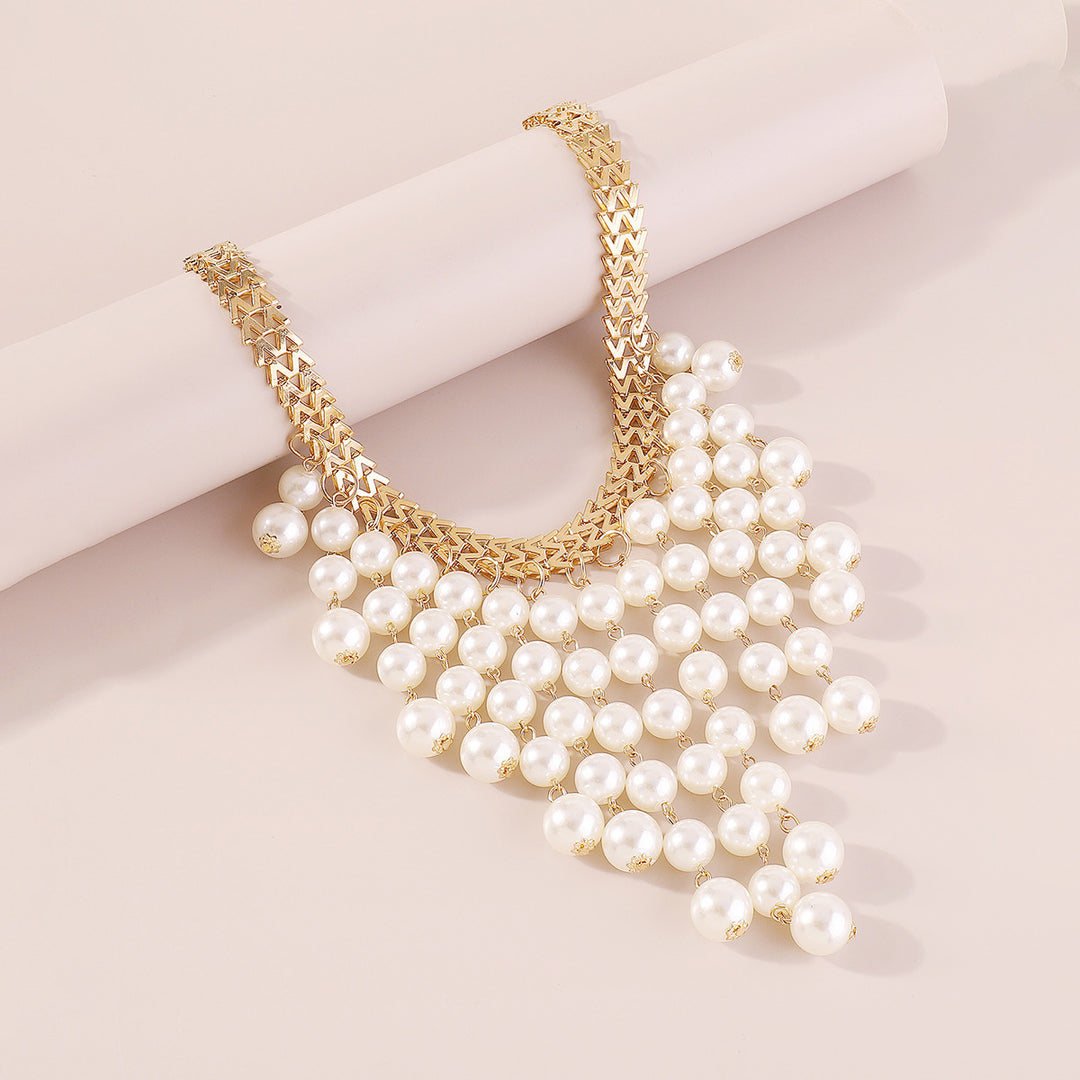 Olivia Gold Pearl Statement Necklace