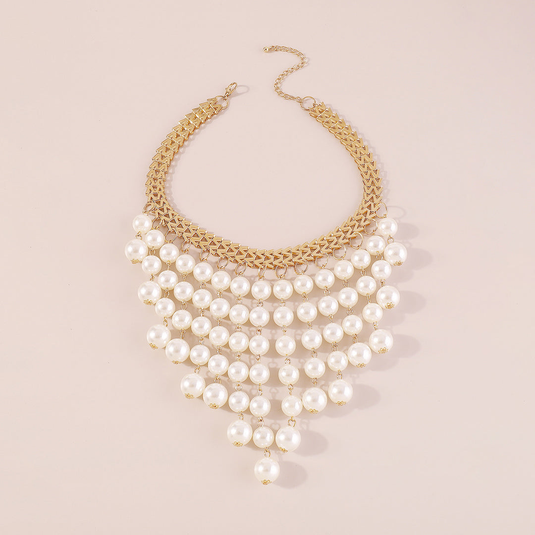 Olivia Gold Pearl Statement Necklace