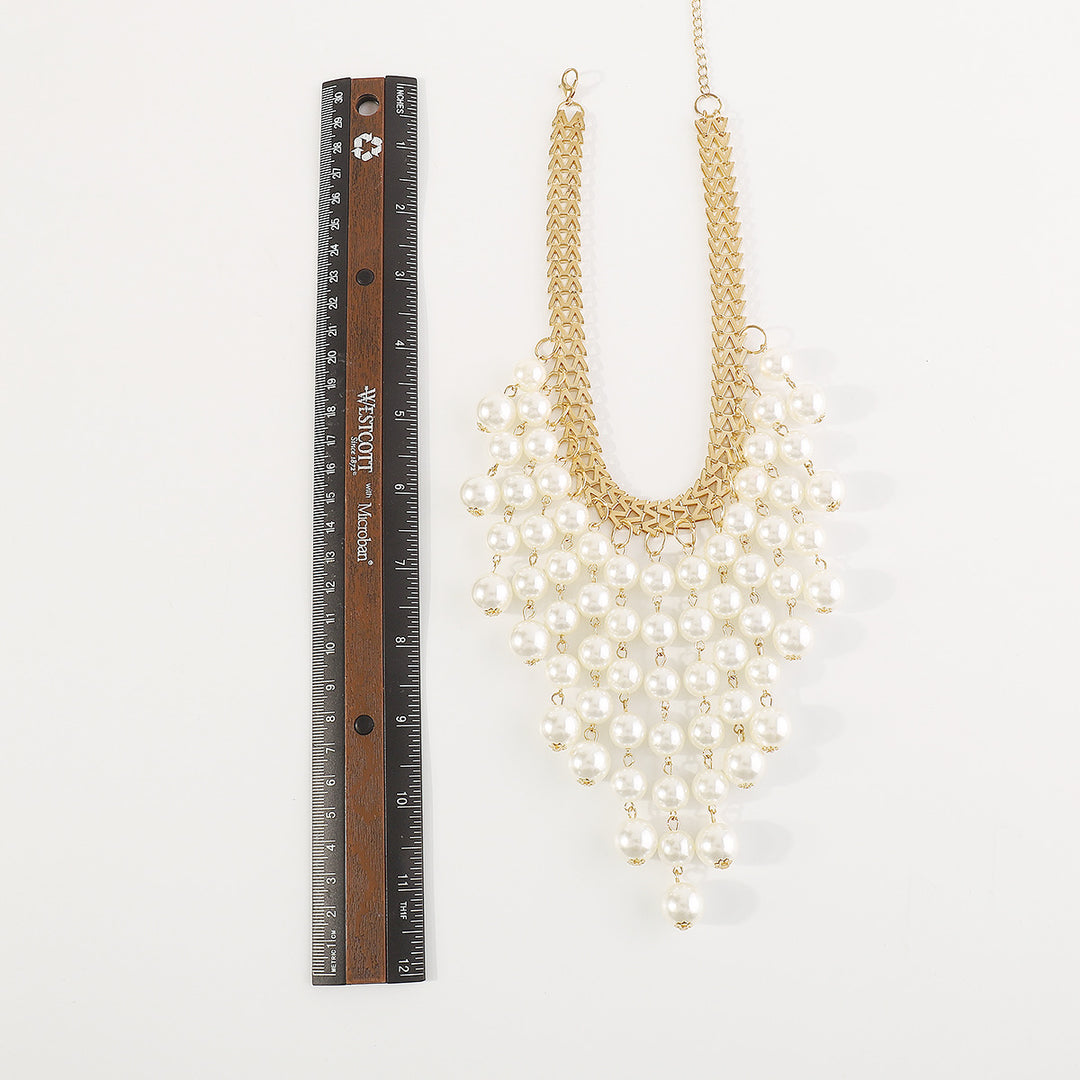 Olivia Gold Pearl Statement Necklace