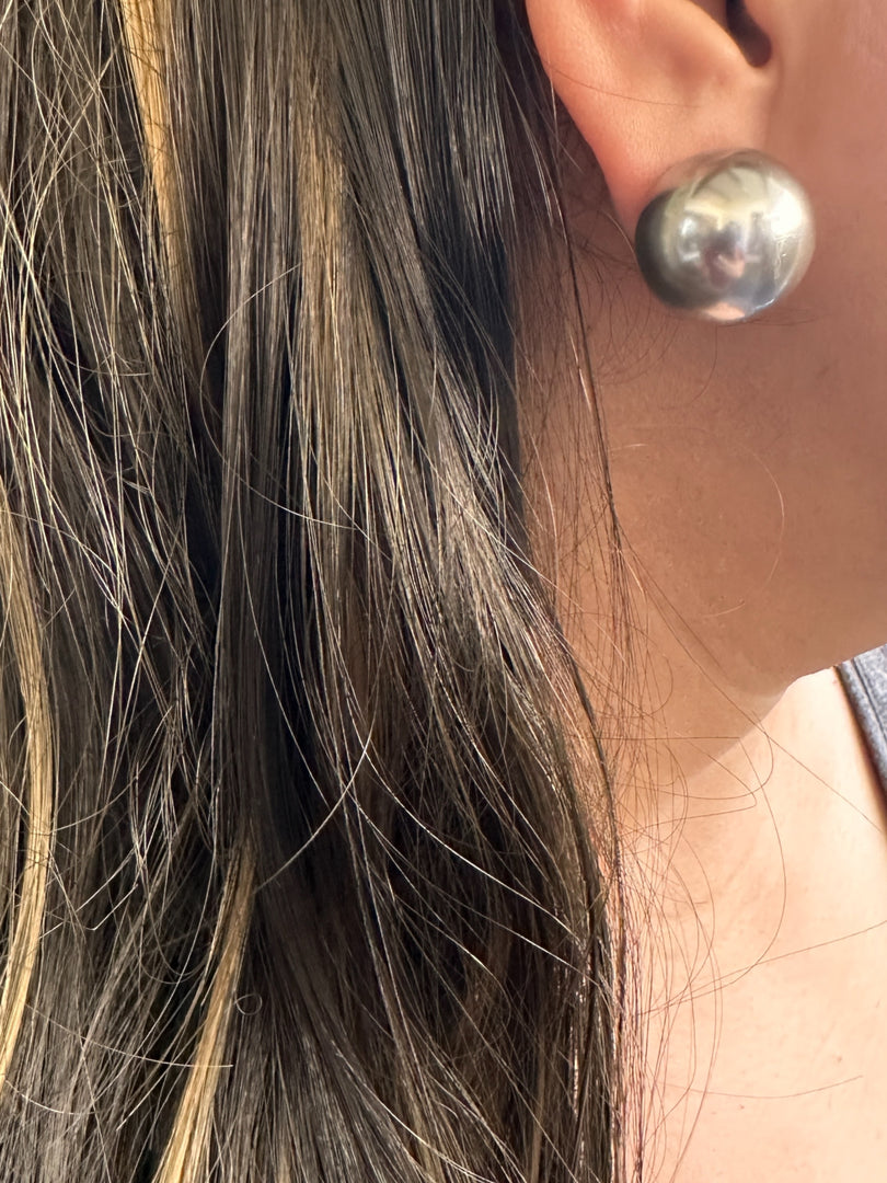 Royal Grey Big Pearl Earrings