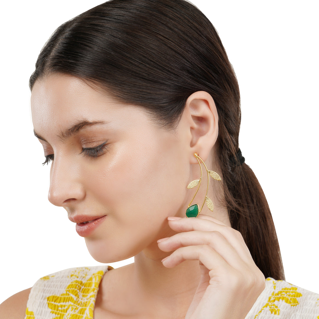 Tia Leaf Brass Earrings