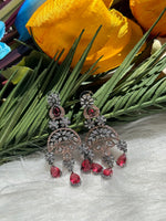 Load and play video in Gallery viewer, Sofia Ruby Chandbali Earrings
